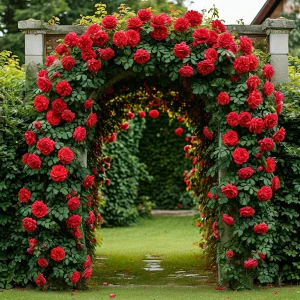 Роза плетистая Алый Триумф купить по цене от 319р. в интернет-магазине «Посадика» с доставкой почтой в в Карачаевске и по всей России – [изображение №1].